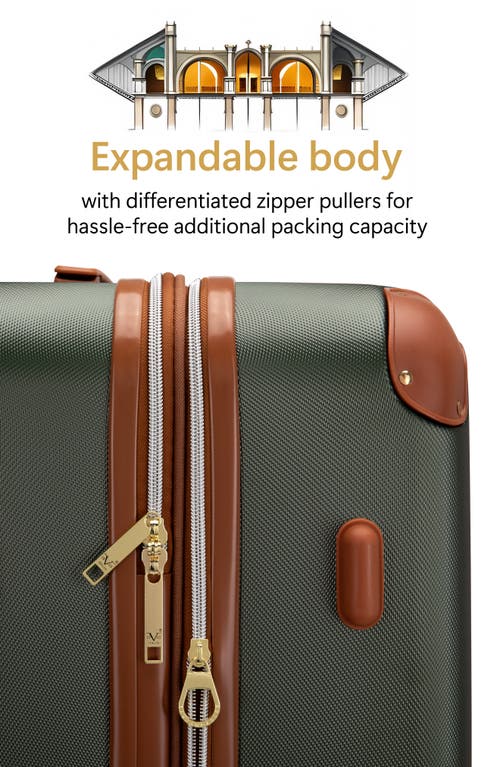 19v69 Italia Vintage 3 Piece Expandable Spinner Luggage Set In Green