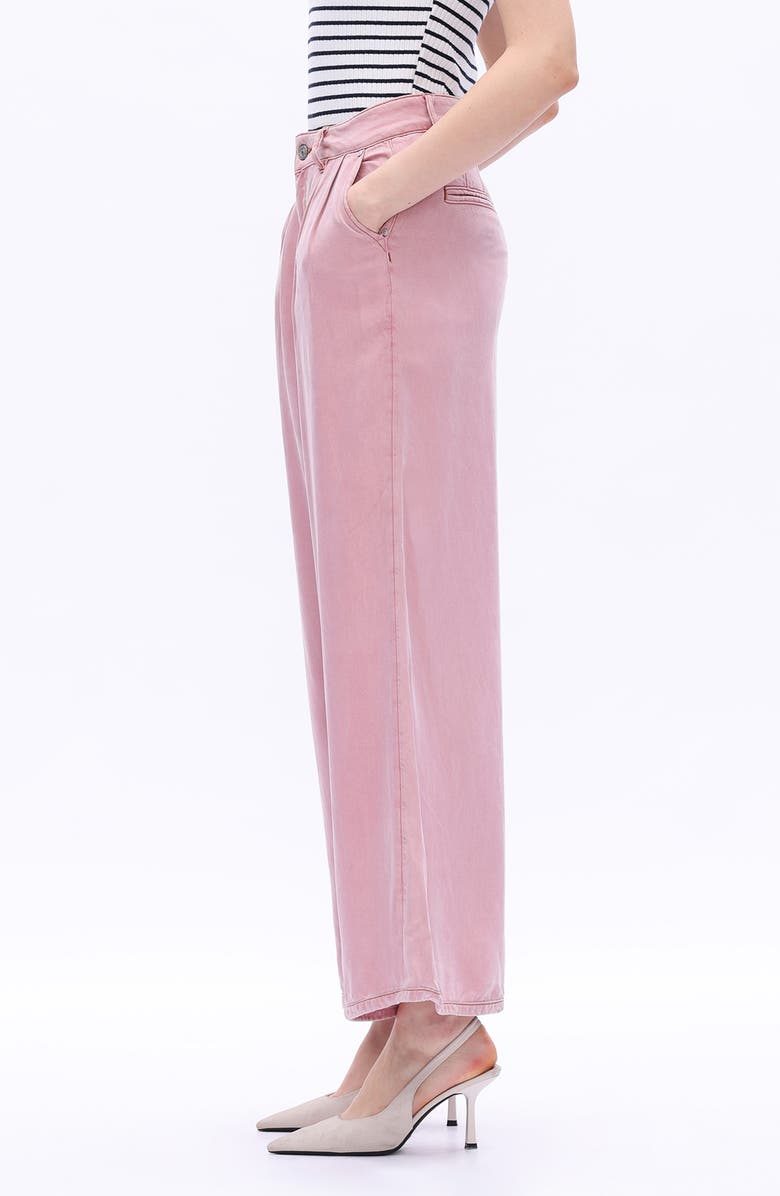 Bayeas Pleated High Waist Ankle Wide Leg Pants, Alternate, color, Pink