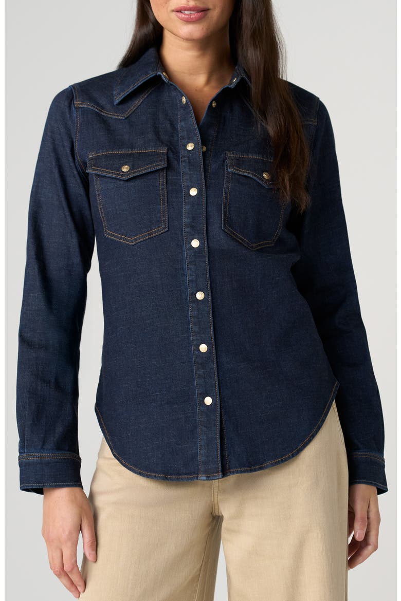 Western Slim Fit Denim Shirt, Main, color, TRIPLE CROWN