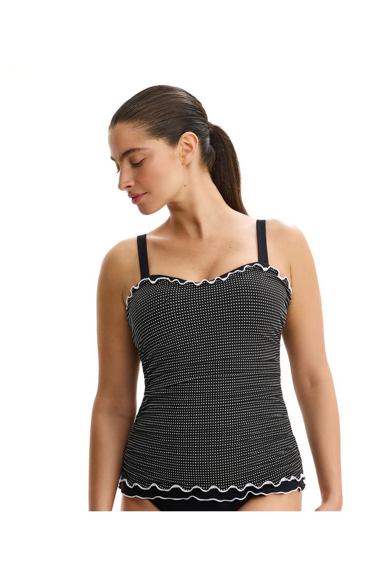 Dottie Delight D-Cup Tankini Top, Alternate, color, Black-White