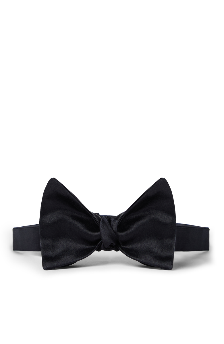 Brunello Cucinelli Cotton and silk satin bow tie, Main, color, Night