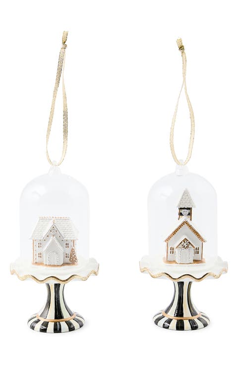 Set of 2 Gingerbread Cloche Ornaments