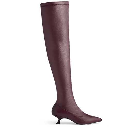 Neil J. Rodgers Seta Over The Knee Stretch Boot In Burgundy Nappa