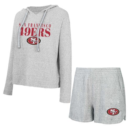 Concepts Sport Gray San Francisco 49ers Juniper Long Sleeve Hoodie T-shirt & Shorts Set
