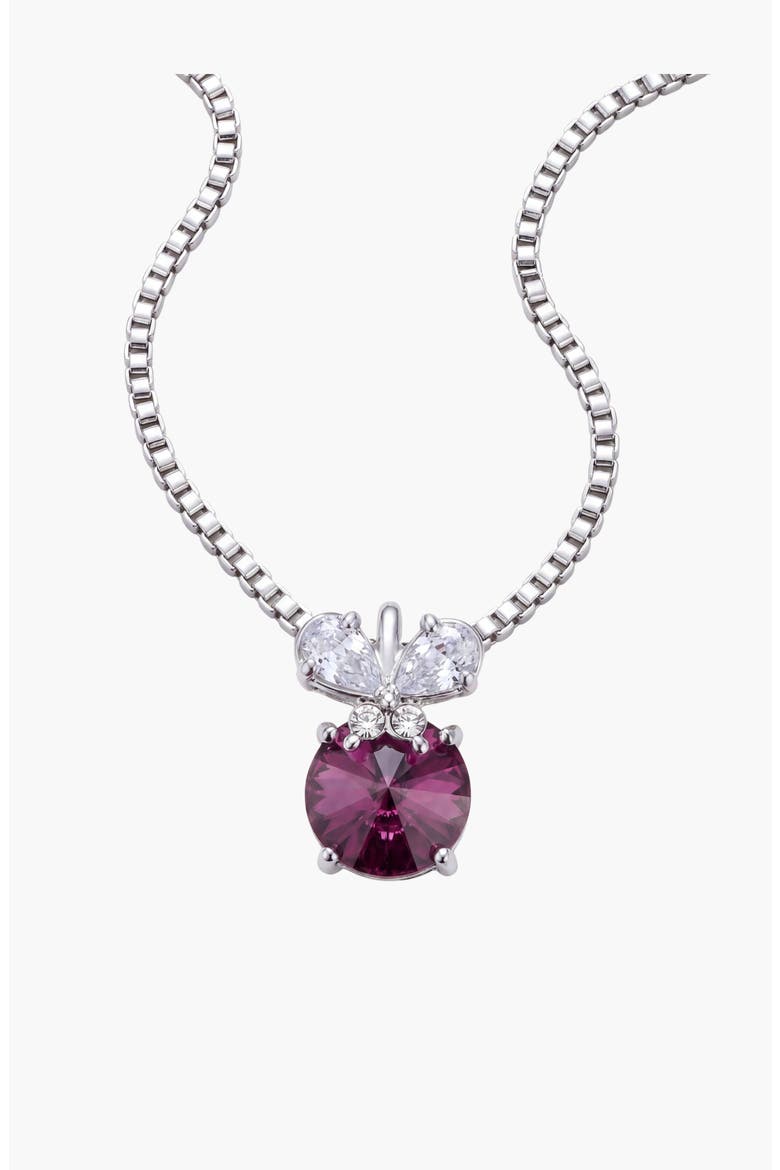 Amethyst Round Butterfly Accent Pendant Necklace, Main, color, Purple
