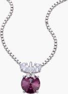 Modenaire Amethyst Round Butterfly Accent Pendant Necklace