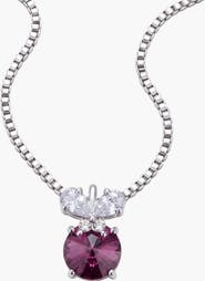 Modenaire Amethyst Round Butterfly Accent Pendant Necklace