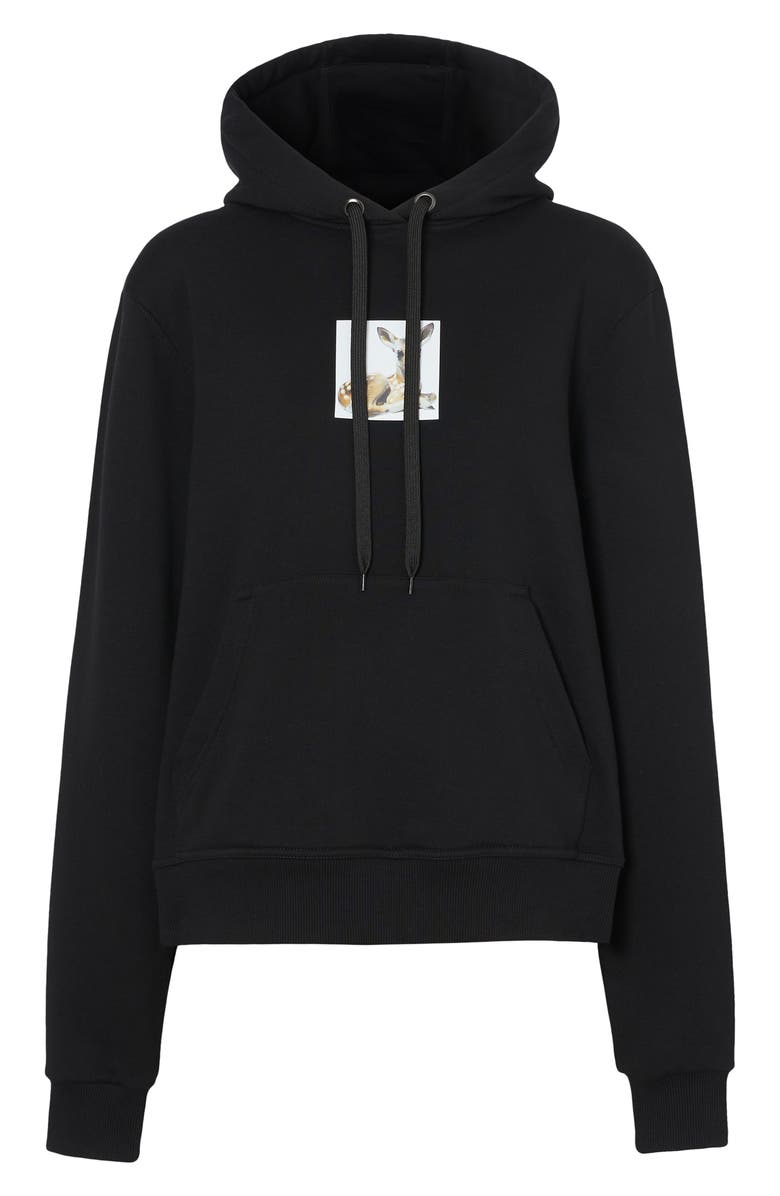 Burberry Junnes Deer Print Oversize Cotton Hoodie, Alternate, color, 