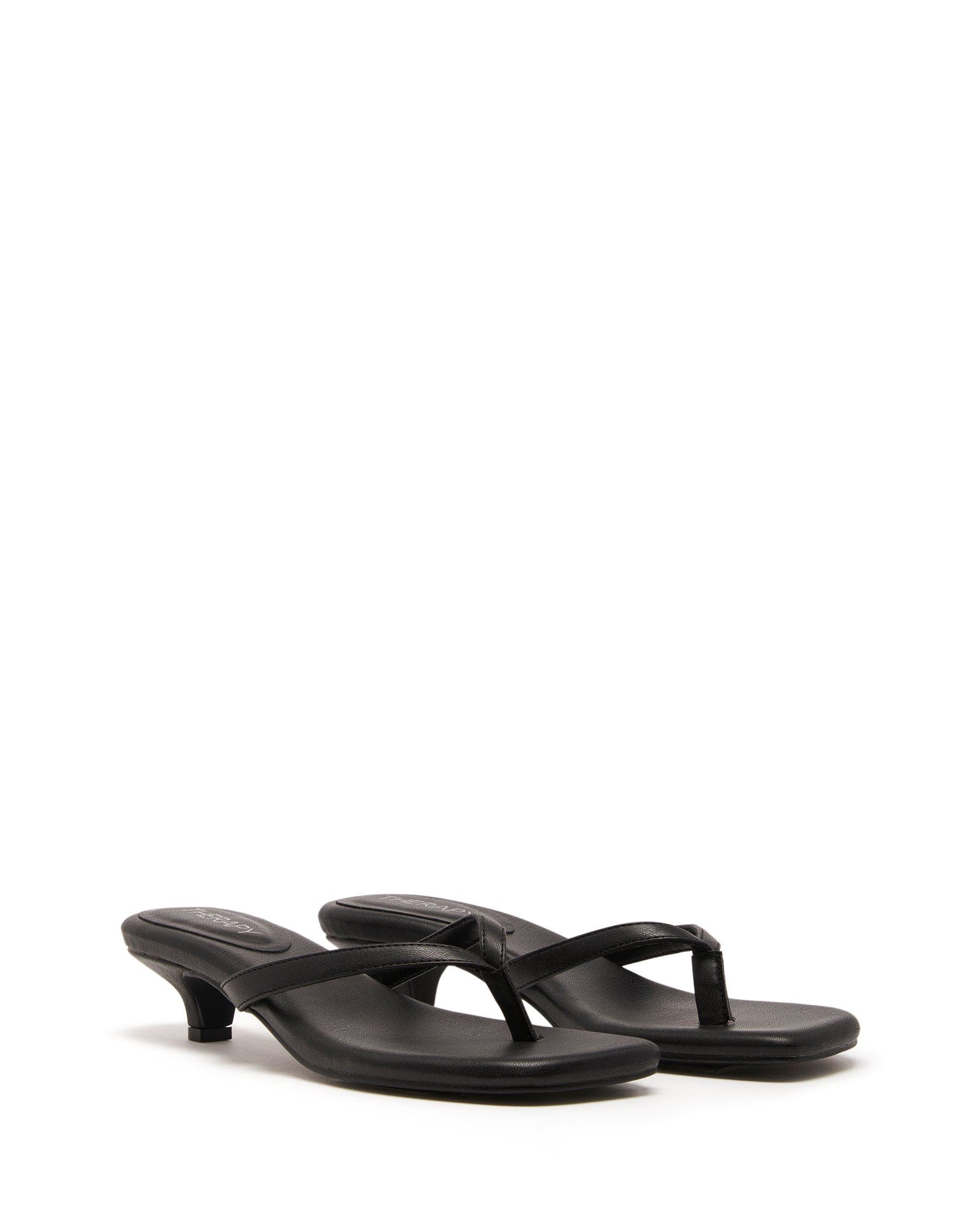 HEATWAVE Square Toe Thong Heel, Alternate, color, Black Smooth Pu