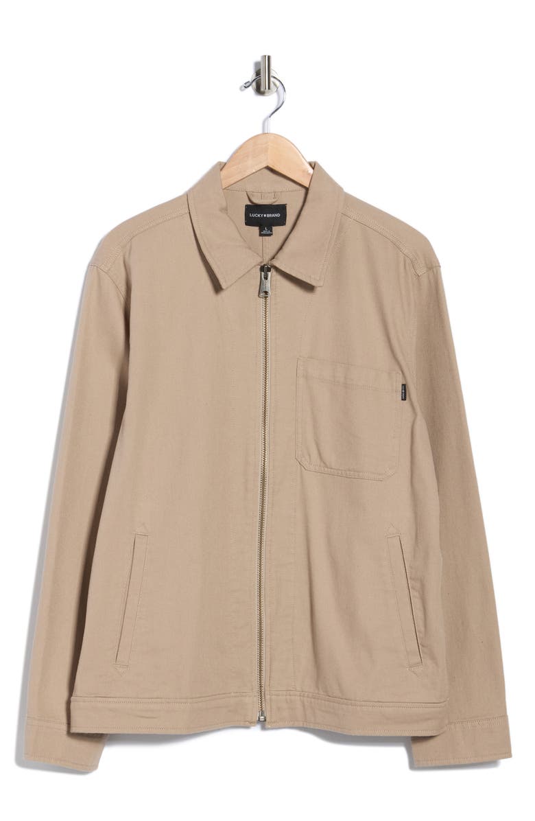 Lucky Brand Cotton Twill Zip Work Jacket, Alternate, color, Cobblestone