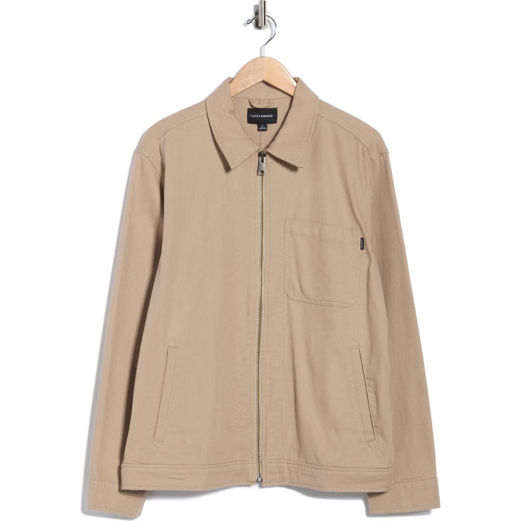 Lucky Brand Cotton Twill Zip Work Jacket In Neutral
