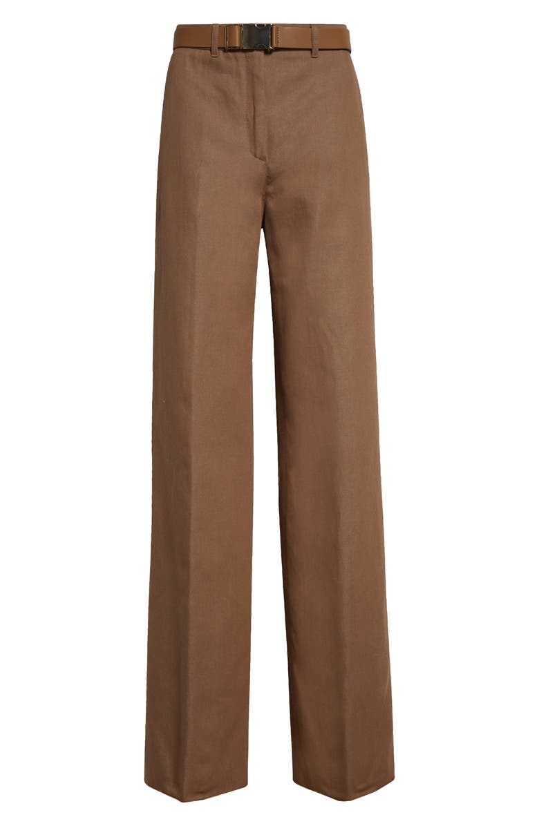 Max Mara Studio Murge Belted Cotton & Linen Drill Wide Leg Trousers, Alternate, color,