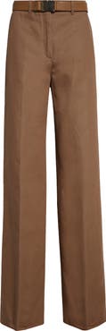 Max Mara Studio Murge Belted Cotton & Linen Drill Wide Leg Trousers