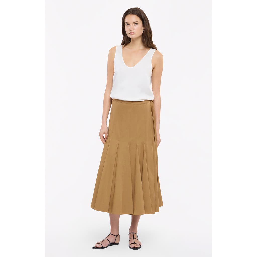 Another Tomorrow Panel Wrap Skirt In Toffee