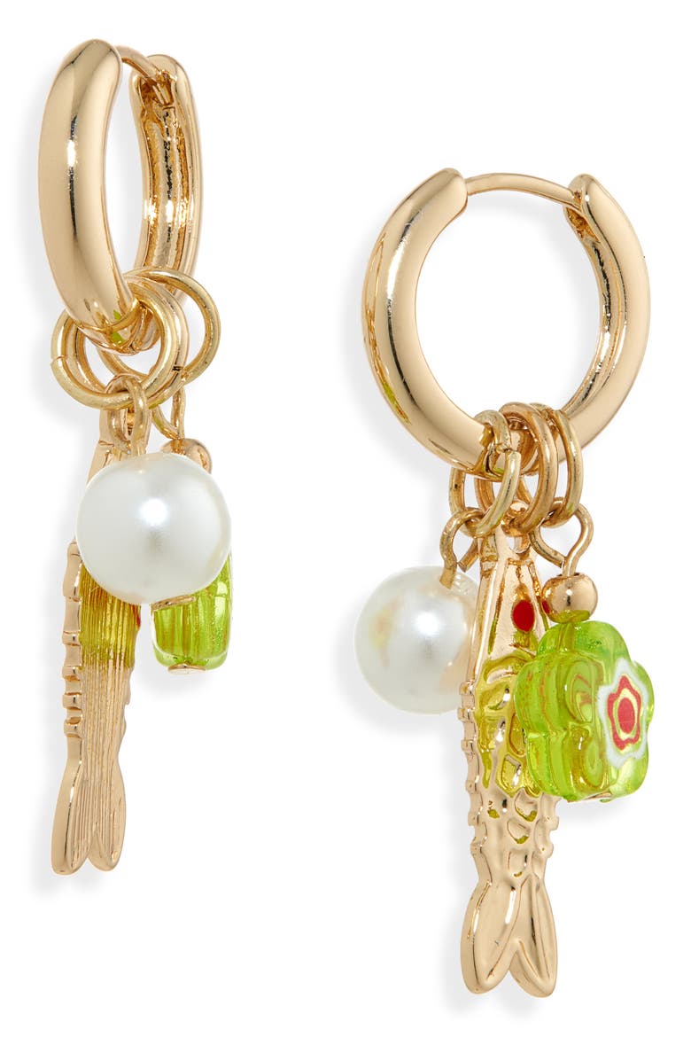 Fish Drop Earrings, Main, color, GOLD MULTI