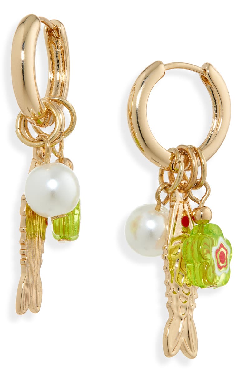 BP. Fish Drop Earrings, Main, color, Gold Multi