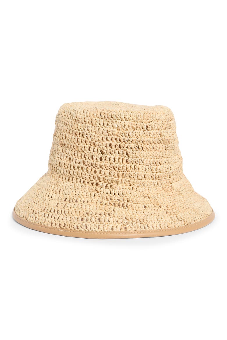 Woven Raffia Bucket Hat, Main, color, NATURAL