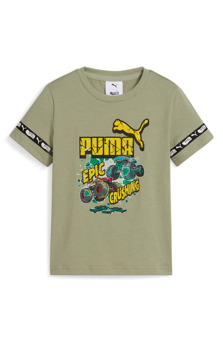 PUMA x Hot Wheels Kids' Cotton Graphic T-Shirt, Main, color, Lux Army