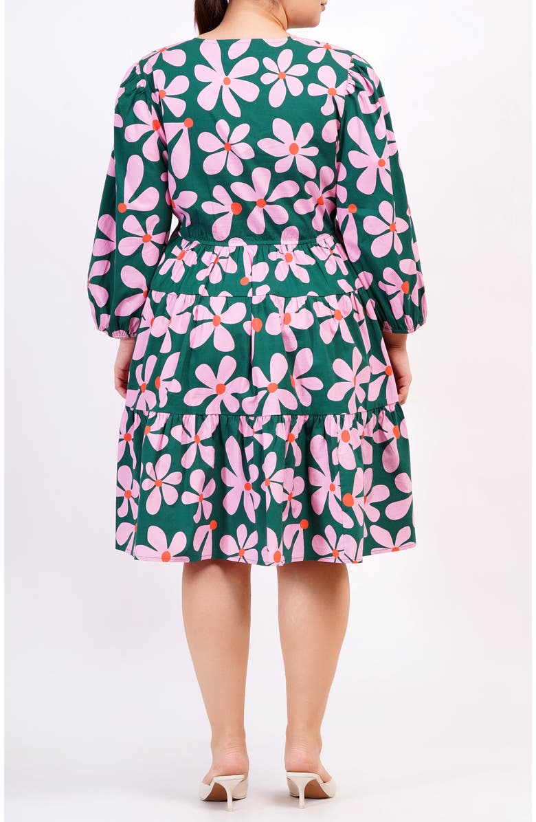 Leota Zariah Empire Waist Mini Dress, Alternate, color, Dancing Daisies Evergreen