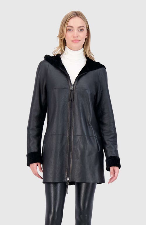 Gorski Reversible Textured Shearling Lamb Parka In Black