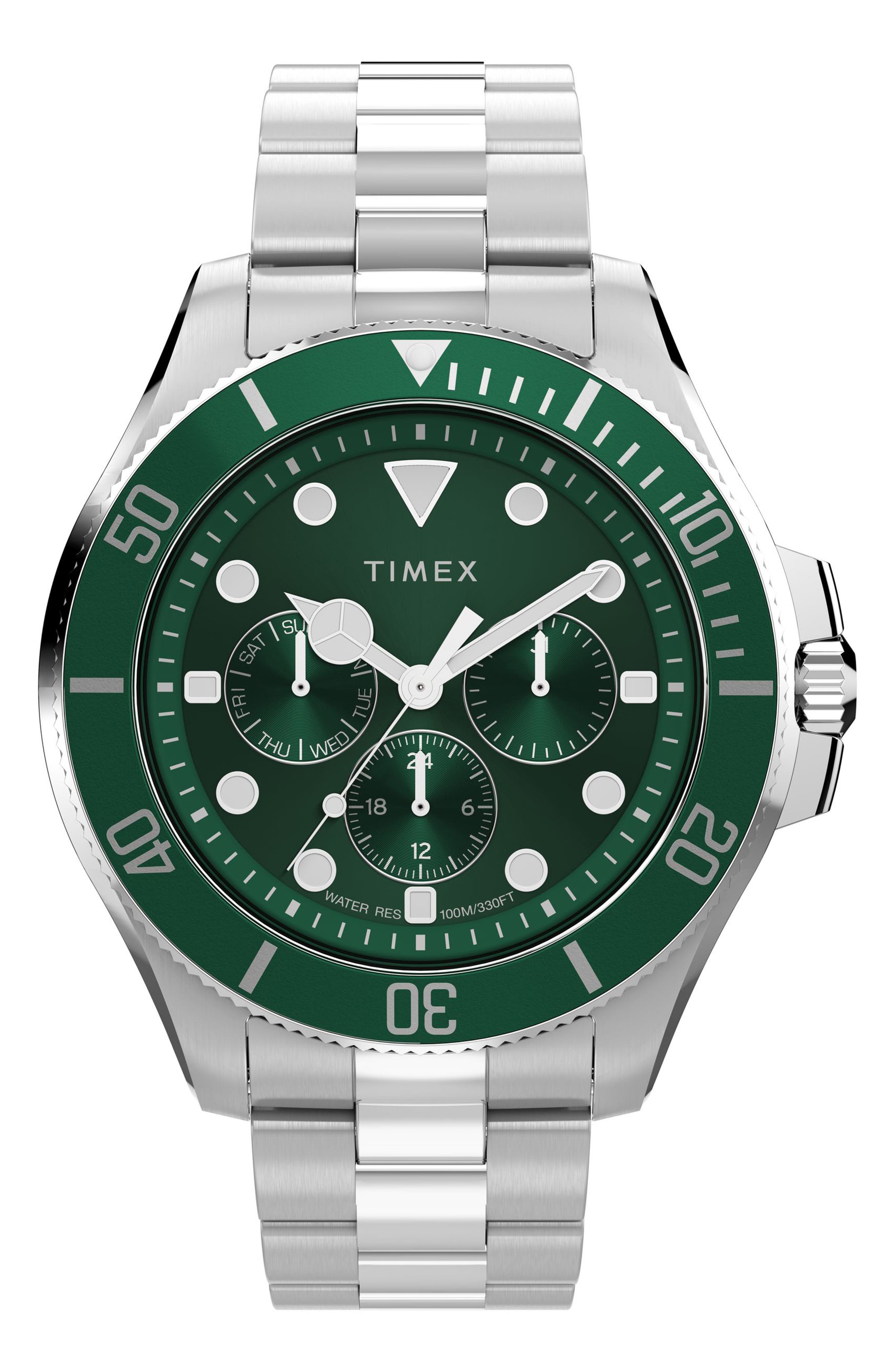 GREEN/ SILVER-TONE