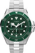 Timex® Harborside Coast Multifunction 43mm Stainless Steel Bracelet Watch