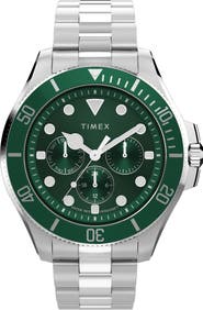 Timex® Harborside Coast Multifunction 43mm Stainless Steel Bracelet Watch