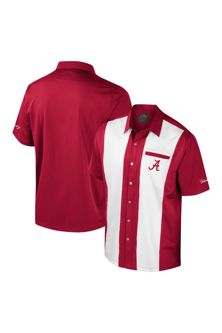 Men's Colosseum Crimson Alabama Crimson Tide Strike Bowling Button-Up Shirt, Main, color, Crimson