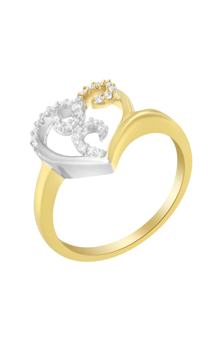 Haus of Brilliance 10K Two-Toned Gold 1/6 Cttw Diamond Heart Shape Cluster Ring, Alternate, color, Yellow Gold