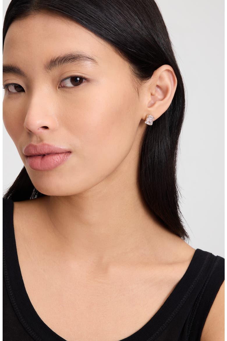 molten glass stud earrings, Alternate, color, CLEAR/ SILVER