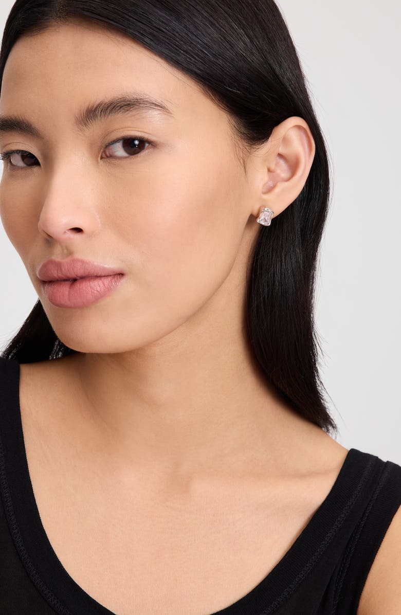 Kate Spade New York molten glass stud earrings, Alternate, color, Clear/ Silver