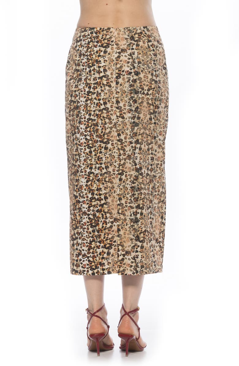Alexia Admor Ginni Stretch Cotton Midi Skirt, Alternate, color, Brown Leopard