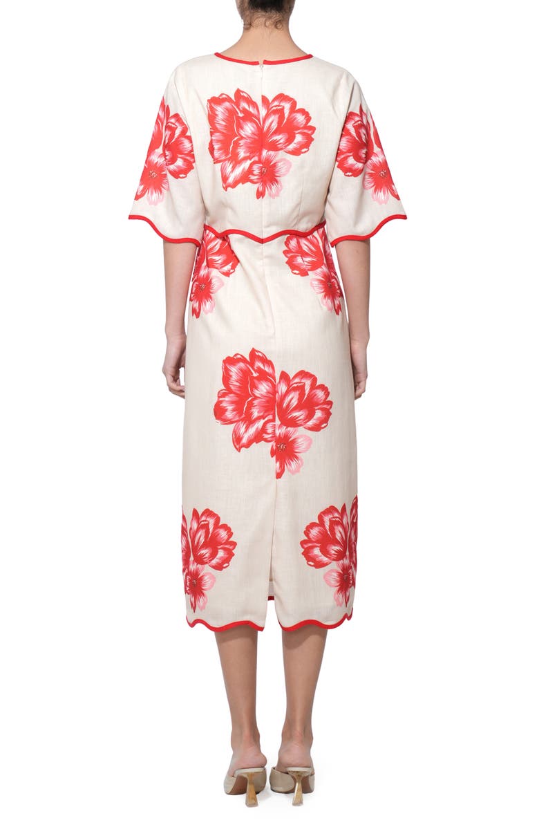 Adelyn Rae Sonia Floral Print Midi Dress, Alternate, color, Cream/ Red