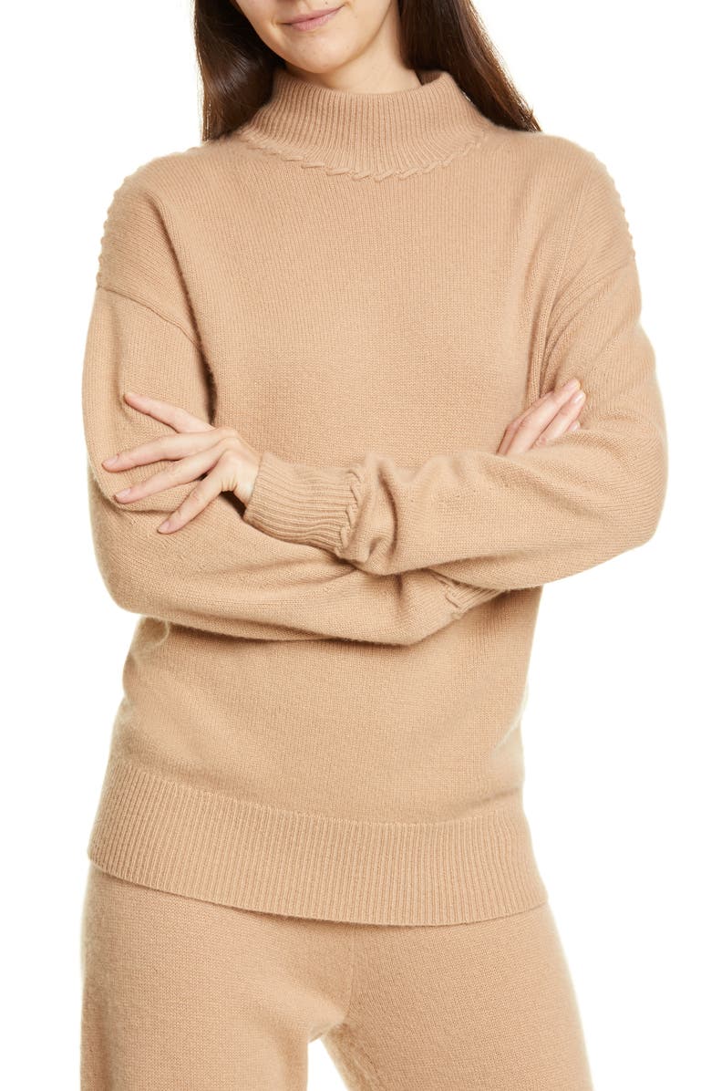Theory Whipstitch Mock Neck Cashmere Sweater, Main, color, 