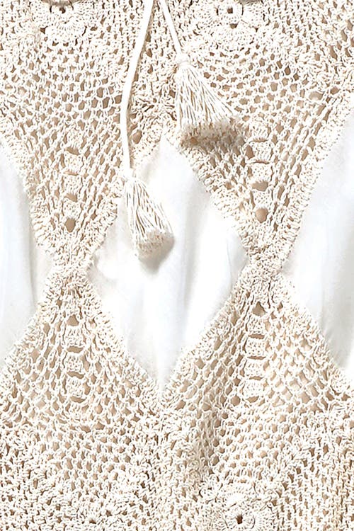 Helen Jon Scallop Crochet Maxi Skirt/bandeau Dress In Ivory