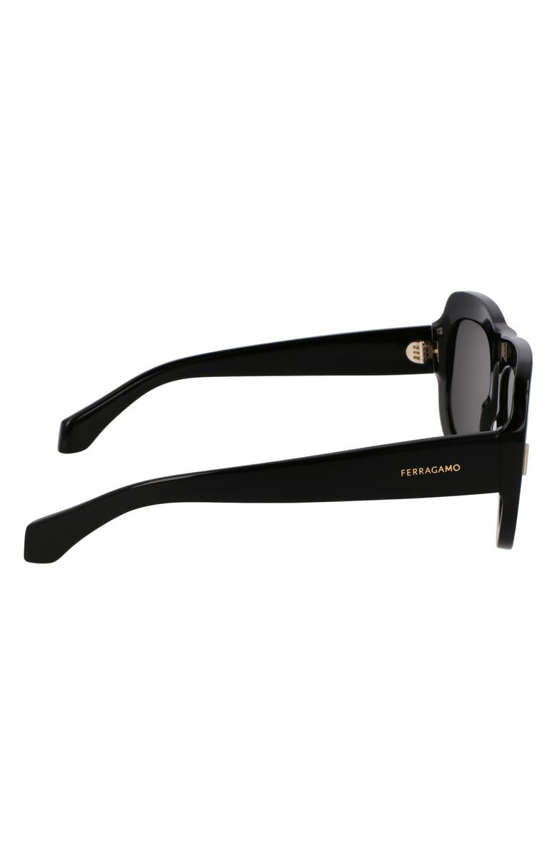 FERRAGAMO Rivets 57mm Aviator Sunglasses, Alternate, color, Black