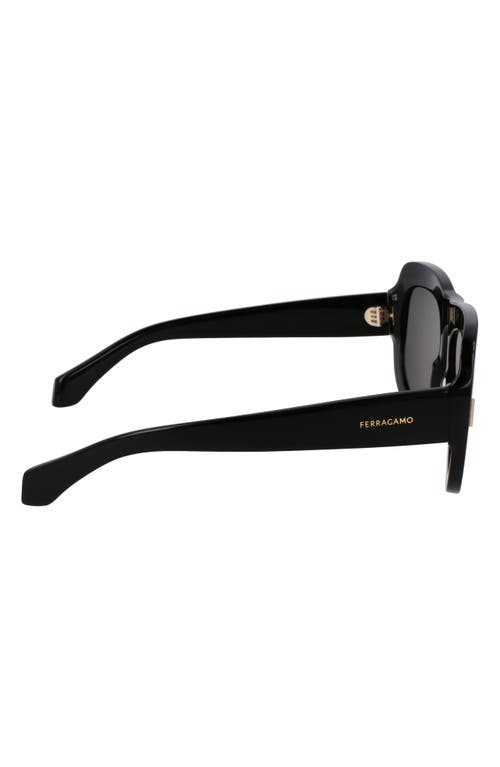 Ferragamo Rivets 57mm Aviator Sunglasses In Black