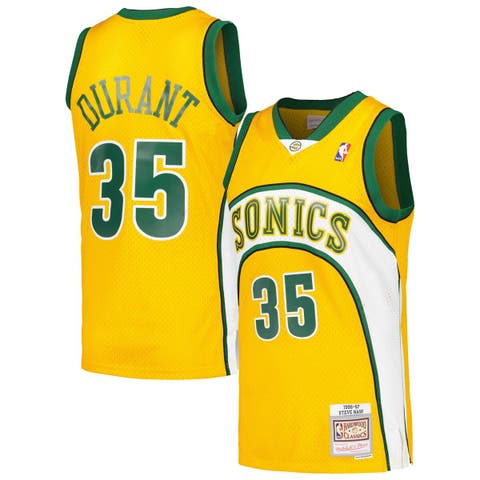 Men's Mitchell & Ness Kevin Durant Yellow Seattle SuperSonics 2007/08 Hardwood Classics Swingman Throwback Jersey