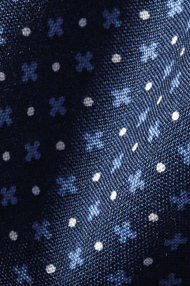 Slim Fit Semi-Cutaway Collar Non-Iron Floral Geo Print Shirt, Alternate, color, French Blue
