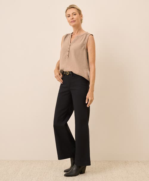 Pact Organic Cotton Stretch Twill Wide Leg Pant In Black