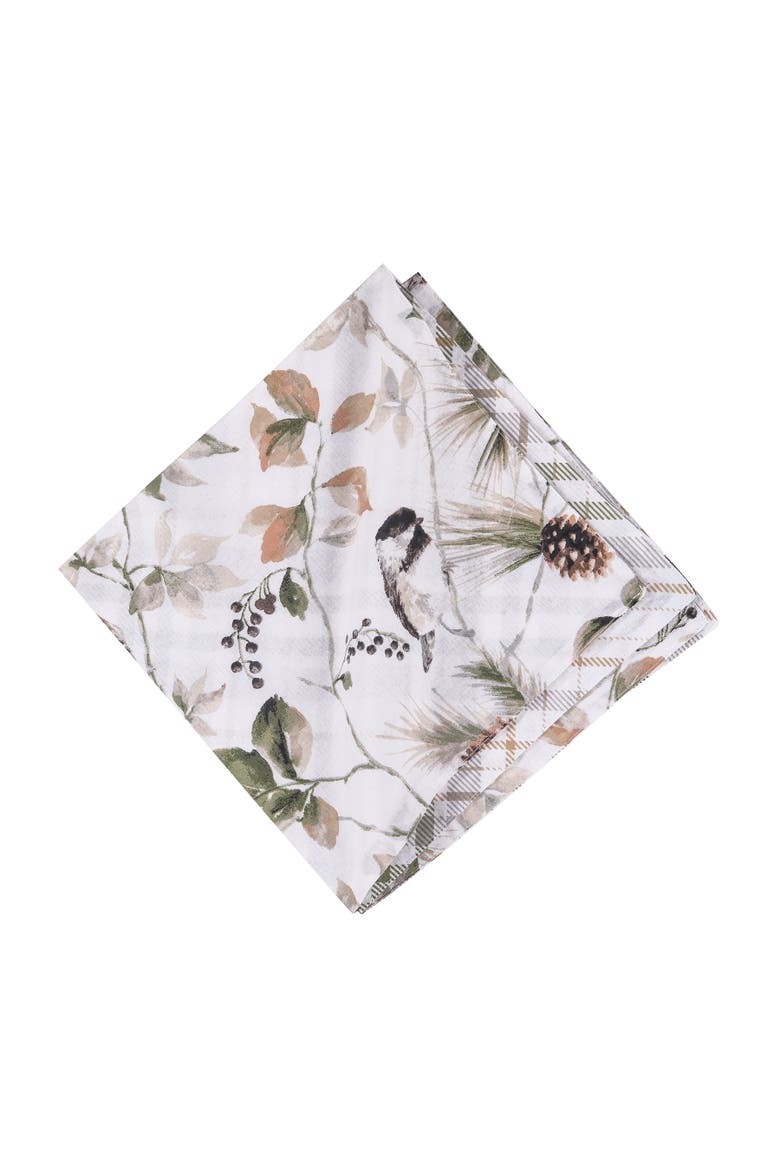 Mira Songbird Cotton Cloth Napkin Machine Washable Set of 6, Alternate, color, White