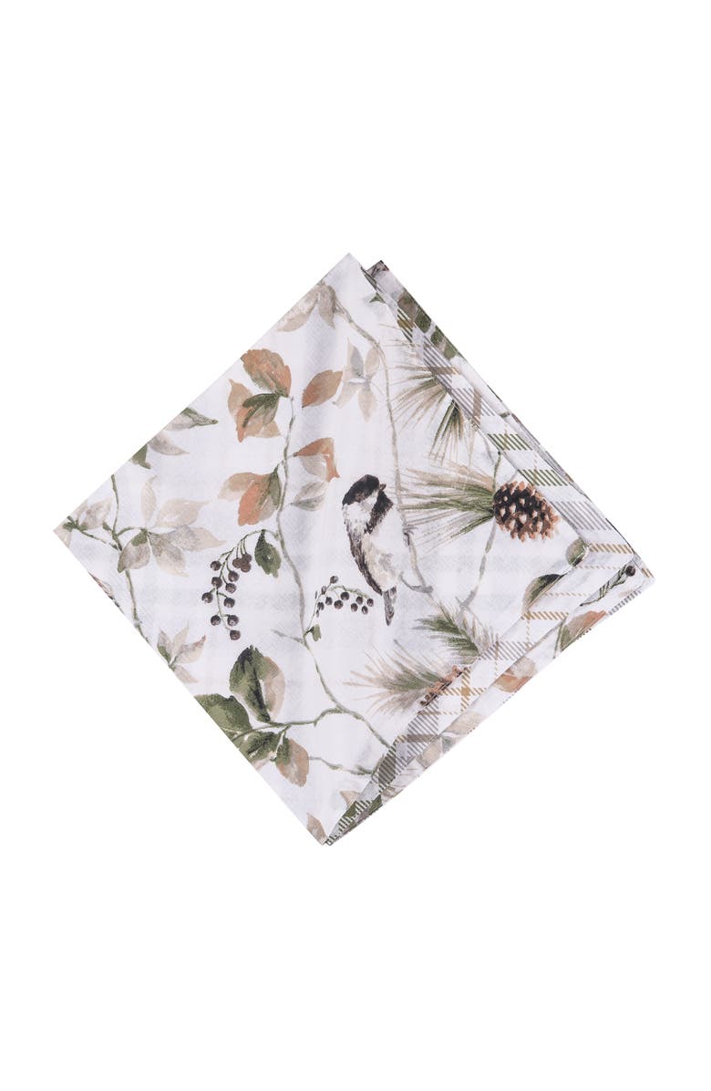 C&F Home Mira Songbird Cotton Cloth Napkin Machine Washable Set of 6, Alternate, color, White