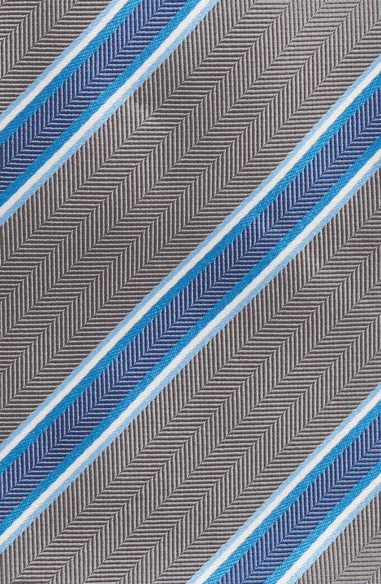 David Donahue Stripe Silk Tie, Alternate, color, Charcoal