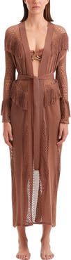 Moeva Itzel Knitted Mesh Long-Sleeve Kaftan