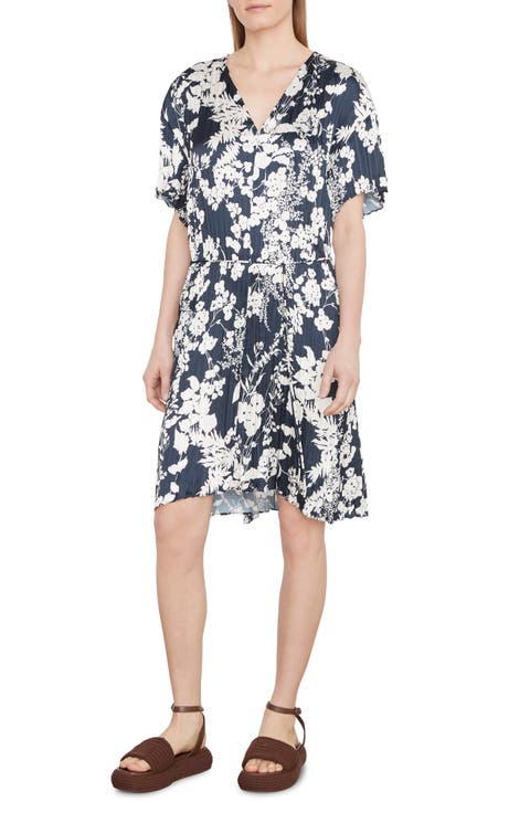 Arboretum Floral Crinkled Satin Dress