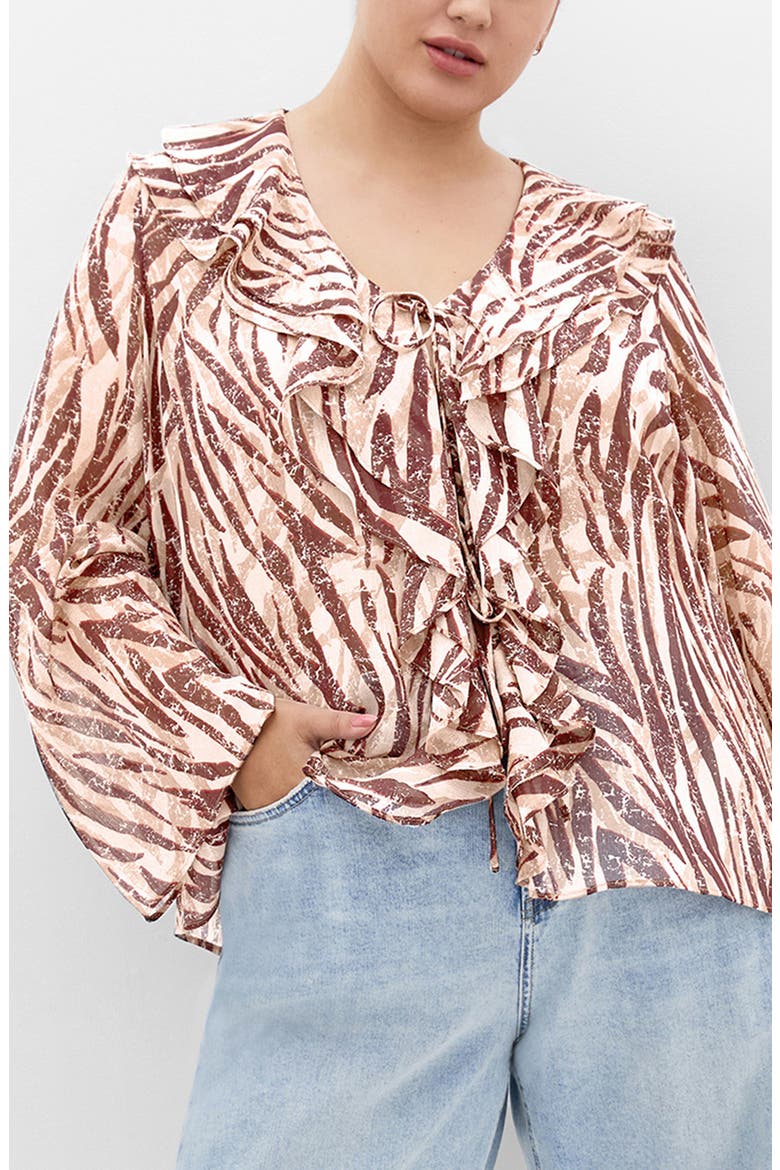 Vivid Mesh Ruffle Top, Main, color, INSTINCT