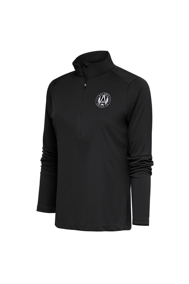 Women's Antigua Charcoal Atlanta United FC Brushed Metallic Logo Tribute Half-Zip Top, Main, color, Charcoal