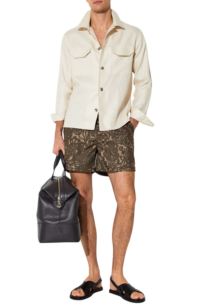 Reiss Fallow Floral Side Adjuster Swim Trunks, Alternate, color, Mocha Brown