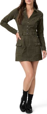 PAIGE Greta Long Sleeve Denim Cargo Dress | Nordstromrack