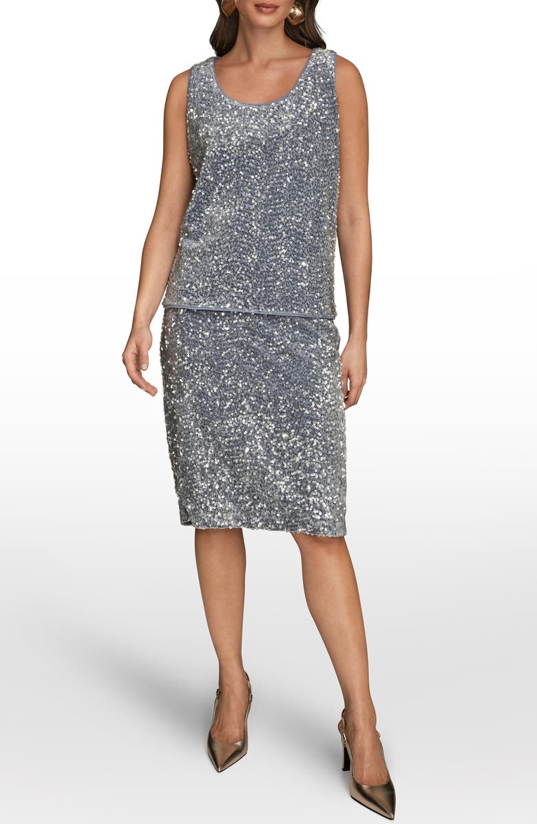 Donna Karan New York Sequin Velvet Tank, Alternate, color, Tempest